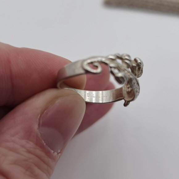 Size 10 Sterling Silver Dragon Rustic Band Ring A3630 - Picture 6 of 9